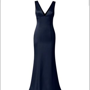 Amsale Leif navy bridesmaid dress
